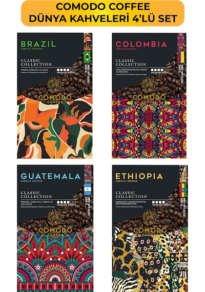 Comodo Coffee Dünya Kahveleri Çekirdek Kahve 4 x 250 G