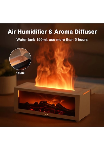 Şömine Hava Nemlendirici Buhar Makinesi Ve Aroma Difüzörü Kumandalı 150 Ml Ultrasonik