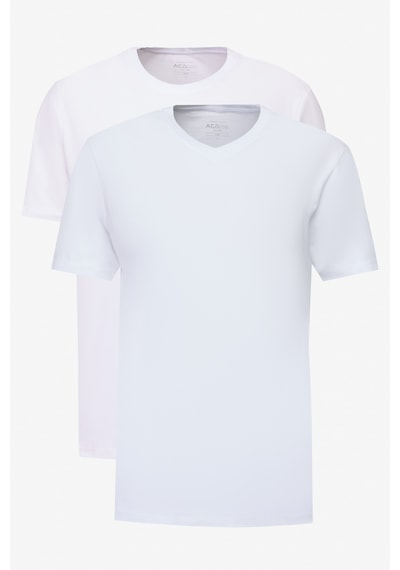 AC&Co / Altınyıldız Classics Erkek Beyaz-beyaz 2'li Paket Slim Fit Dar Kesim Pamuklu Basic Tişört Beyaz - Beyaz