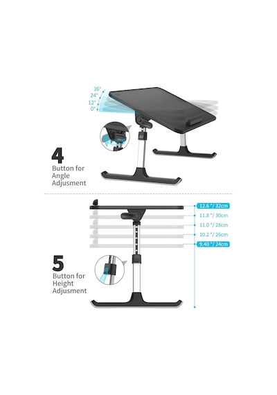 Bix Al30 Ayarlanabilir Laptop Standı Ergonomik Tasarım 17 İnç Uyumlu Taşınabilir Masa Siyah