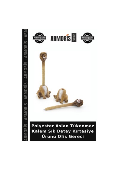 Polyester Aslan Tükenmez Kalem Şık Detay Kırtasiye Ürünü Ofis Gereci Çok Renkli