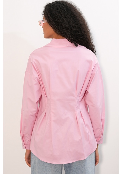 Bigdart Kadın Belden Oturtmalı Poplin Gömlek 20384 - Pembe