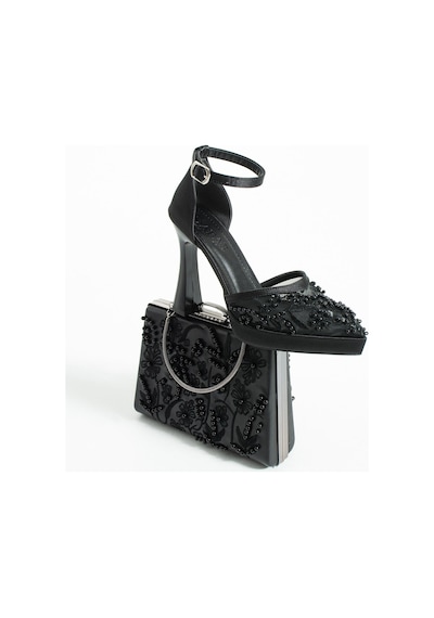 Dabab Shoes Pearly Siyah Ayakkabı Çanta Kombin Platformlu 11cm Topuklu İncili Bantlı Abiye Ayakkabı Çanta Seti Siyah Kombin Dabab Shoes Pearly Siyah Ayakkabı Çanta Kombin Platformlu 11cm Topuklu İncili Bantlı Abiye Ayakkabı Çanta Seti Siyah Kombin