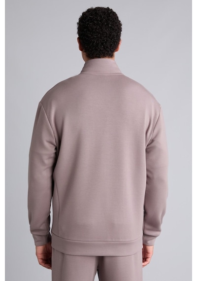 Defacto Ultra Yumuşak Standart Fit Dik Yaka Fermuarlı Baskılı Hırka H6166ax26augr539 Gri-gr539