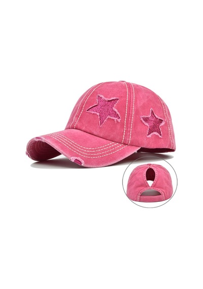 Valkyrie Vintage Pembe Yıldız Nakışlı Şapka Unisex Eskitme Baseball Cap Ayarlanır Pamuk Günlük Şapka