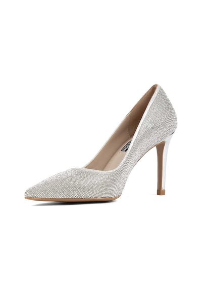 Kadın Lame Taşlı İnce Topuklu Stiletto Gümüş