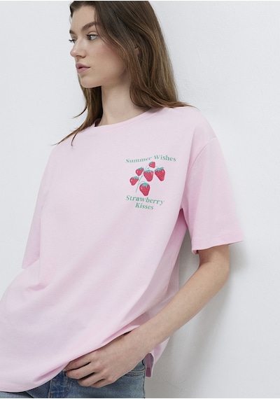 Mavi - Sicilia Baskılı Pembe Tişört 1614007-86953