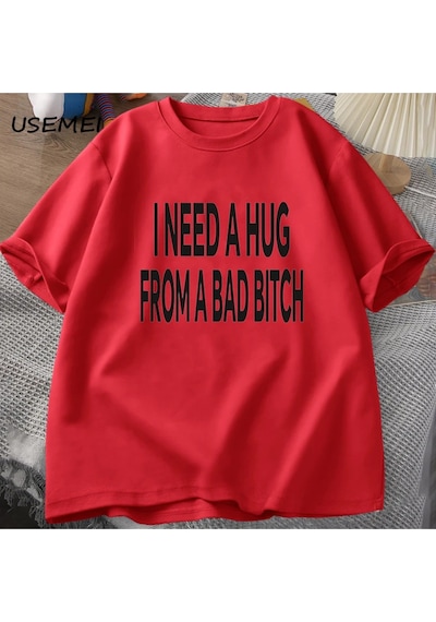 Flood Of Style Ben Kötü Bir T-shirt Erkekler Pamuk Kısa Kollu T Shirt Ummer Baskı Rahat Baskılı Tişört Erkek Kırmızı