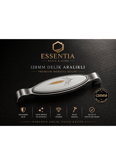 128 Mm Başak Desenli Premium Mobilya Kulpu Gümüş Porselen Dolap Ve Çekmece Kulbu Çoklu Renk