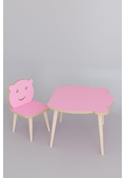 Panda Yaz Sil Yüzey Çocuk Masa Sandalye Takımı 1 Aktivite Oyun Masası 1 Sandalye - Pembe