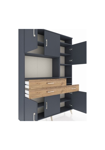 Arges Dolap 10 Raflı 3 Çekmeceli 6 Kapaklı 132x30x195 Antrasit-antrasit/çam Antrasıt/atlas Çam Arges Dolap 10 Raflı 3 Çekmeceli 6 Kapaklı 132x30x195 Antrasit-antrasit/çam Antrasıt/atlas Çam