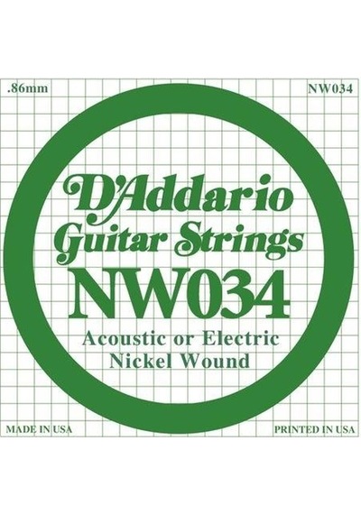 Daddario Nw034 Elektro Ve Akustik Tek Tel Nickel Wound, .034