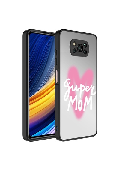 Kilifone - Poco X3 Uyumlu Kılıf Aynalı Desenli Kamera Korumalı Parlak Mirror Kapak - Süper Anne - T26835