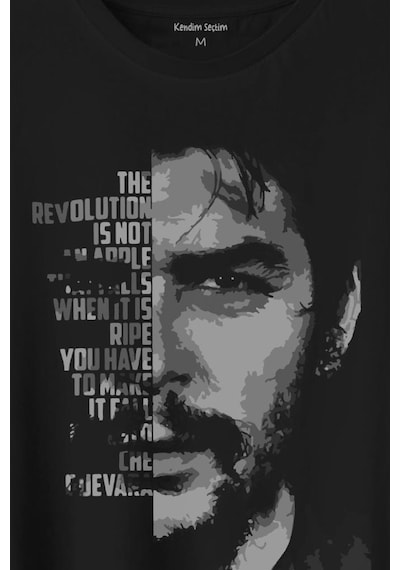 Metal Poster Ernosto Che Guevara Hafl Face Yarım Yüz Baskılı Tişört Unisex T-shirt 001