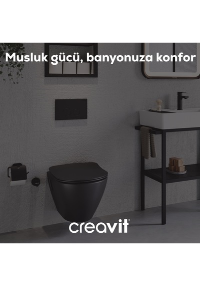 Creavit Ara Kesme Valfi 1/2-1/2" Siyah Mat Ms.ac50l.sym