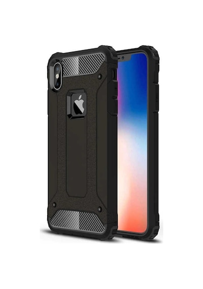 Noktaks - Apple Uyumlu iPhone Xs Max 6.5 - Kılıf Çift Katman Zırh Tank Crash Military Kapak - Siyah