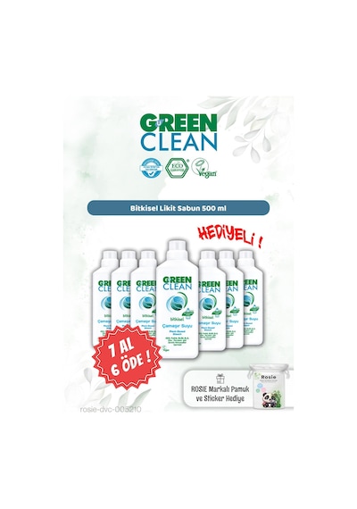 7 Al 6 Öde Green Clean Bitkisel Çamaşır Suyu 1000 Ml Ve Rosie Hediye 7'li Set