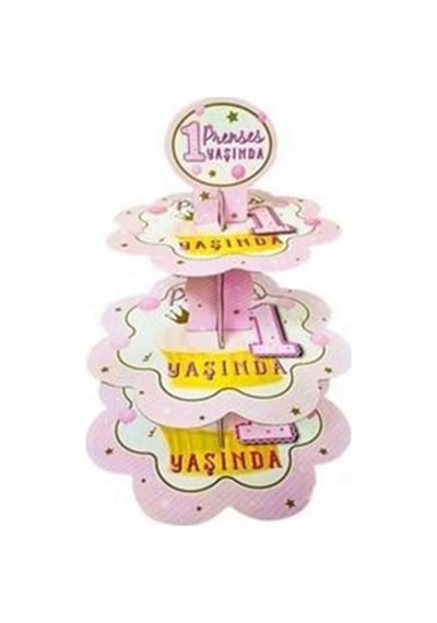 1 Yaş Kız Karton Cupcake Kek Standı 3 Katlı