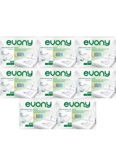 Evony Hasta Yatak Koruyucu 60*90Cm 240 Adet (8PK*30) (Kaymaz Özel