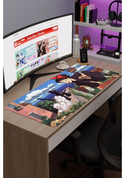 Kiki's Delivery Service Anime V1 - 90x40 Xxl Gaming Kauçuk Kaymaz Taban Mouse Pad Fare Altlığı