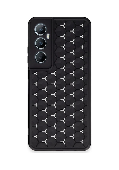 Realme C65 Uyumlu Kılıf Petek Silikon Kapak - Siyah
