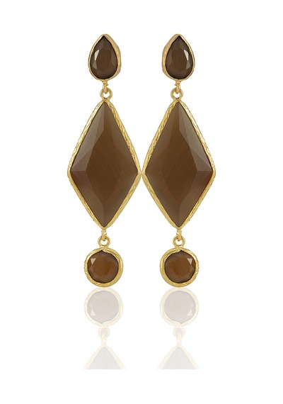 Kadir Jewellery 22 Ayar Altın Kaplama Kadın Sallantılı Küpe -el İşçiliği Ve Hipoalerjenik Küpe Kahverengi 40838402