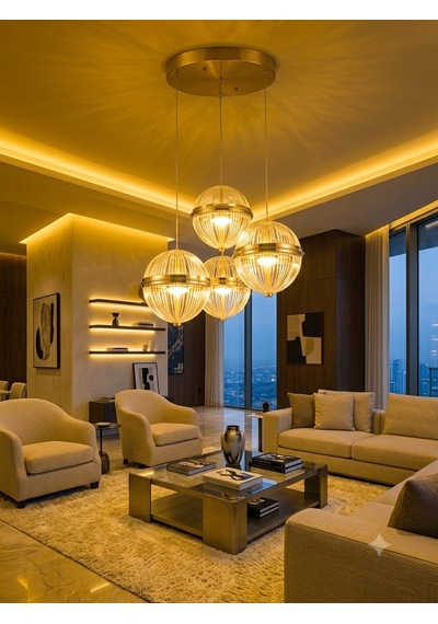 Ers Aydınlatma Küre Gold 4 Lü Led Avize 3 Renk İle Büyük Avantaj Altın-gold