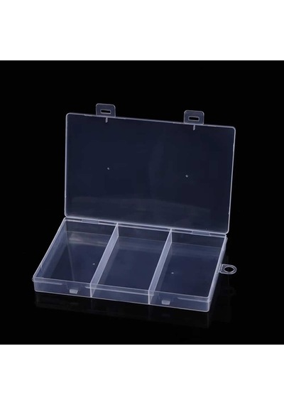 3 Bölmeli Şeffaf Plastik Organizer Kutu 17.5x11x2cm Elektronik Komponent Vida Kondansatör Direnç Sak