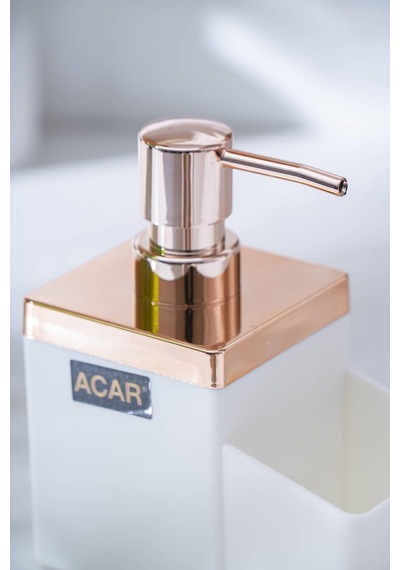 Acar Astoria Akrilik Sünger Hazneli Sıvı Sabunluk - Beyaz/bronz Beyaz