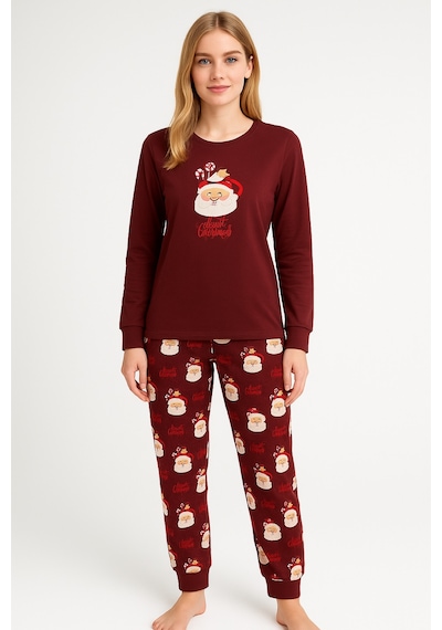 Mutlu City Kadın Yumuşak Doku Termal Pijama Takımı 42050 Vişne Çürüğü