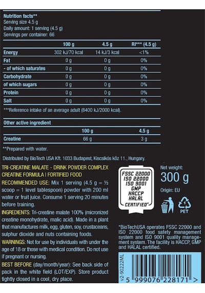 Bıotech Usa 100% Creatine Monohydrate 300 Gram