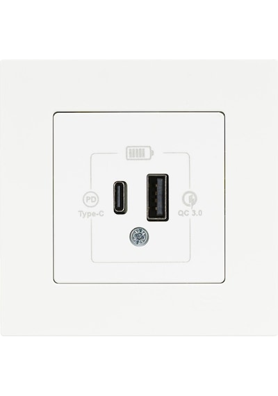 Günsan Eqona Beyaz 2 Çıkışlı USB Şarj Prizi Type C + Type A 20W