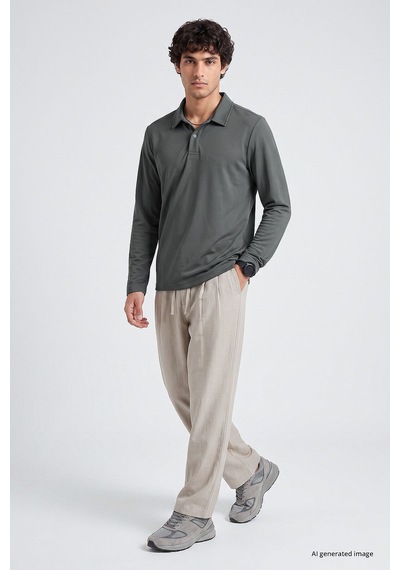 Tommy Life Haki Rahat Form Basic Erkek Polo Yaka T-shirt - 88512
