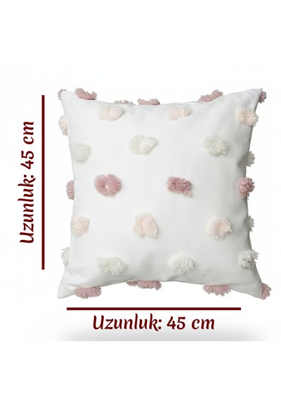 Premium Dokulu Dekoratif Kırlent Kılıfı 45x45 Cm Kabartmalı Desenli, Yüksek Kalite Kumaş Açık Pembe