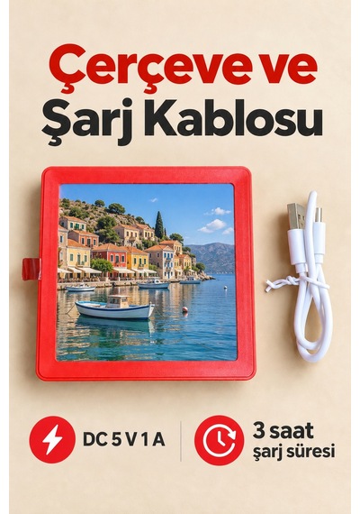 Shnstore Müzikli Fotoğraf Çerçevesi Bluetooth Bağlantılı Kırmızı Masaüstü Tasarım Shntknd0720