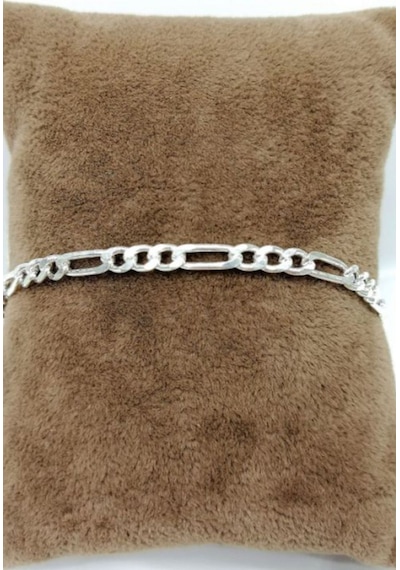 Omar Silver Unisex Figaro 3 Mm Gümüş Bileklik Zincir Omr7640