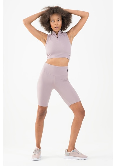 Maraton Active Slimfit Kadın Balıkçı Yaka Kolsuz Koşu Lila Crop Top 22257 Lila