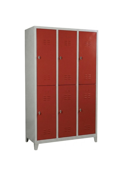 Standart 6 Gözlü Soyunma Dolabı Kırmızı 118x40x198