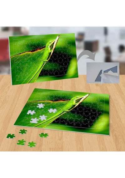 Yeşil Yapraktaki Kertenkele 99 Parça Puzzle Yapboz-p019