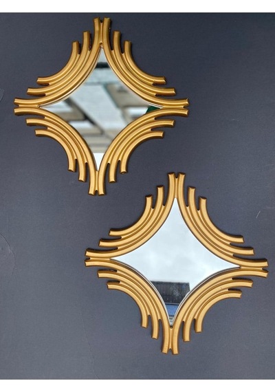 Peramari Dekoratif Polyester Ikili Kare Ayna Takımı Gold Gold 44 X 44 Diğer