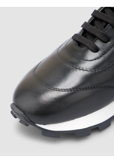 %100 Hakiki Deri Siyah Kadın Sneaker Siyah