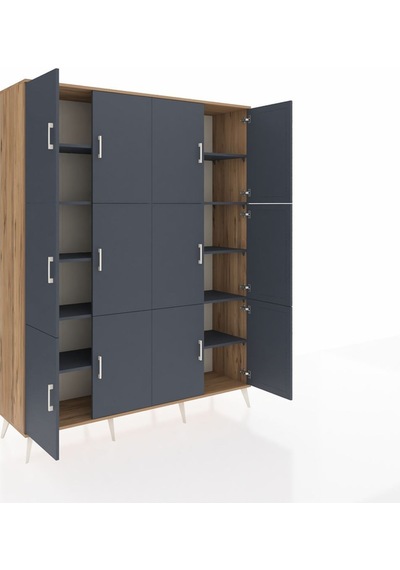 Hyperion Gardrop 10 Raflı 12 Kapaklı 176x44x221 Çam-antrasit Antrasit Hyperion Gardrop 10 Raflı 12 Kapaklı 176x44x221 Çam-antrasit Antrasit