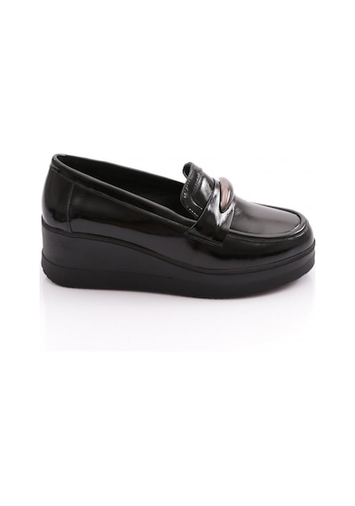Dgn 618 Kadın Loafer Ayakkabı Siyah Rugan