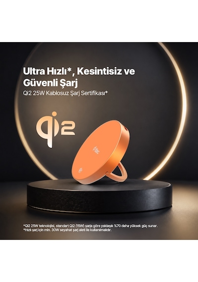 Ttec Aircharger Pro 2 Bliss Qi2.2/magsafe Özellikli 25w Apple Uyumlu, iPhone Uyumlu /android Stantlı Kablosuz Hızlı Şarj Aleti Turuncu