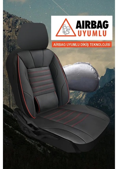 Renault Duster I Facelift 2013 1.5 Dci 85 Hp 2019 Uyumlu Stone Serisi Deri Siyah-kırmızı Oto Kılıfı Tam Set