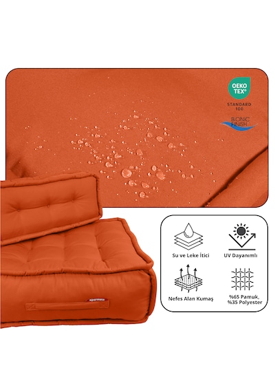 Xpermate Duoflex Sırtlı Minder İskandinav 80x80x30 Kiremit