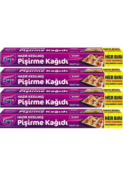 Hazır Kesilmiş Pişirme Kağıdı 10 Lu 42 X 37 Cm 4 Paket