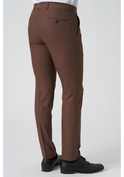 White Stone Alverca Do Ribatejo P1028 Slim Fit Kumaş Pantolon Kahve Kahve Kahverengi