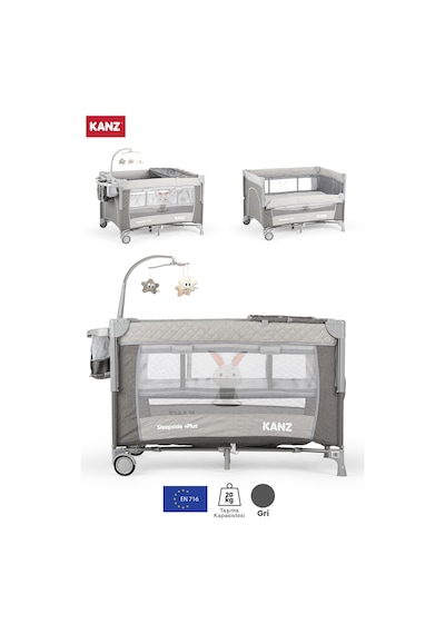 Kanz Sleepside +plus Anne Yanı Park Yatak Gri - Yatak Hediyeli