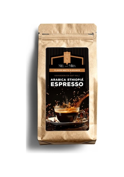 %100 Arabica Ethiopia Espresso 200g. Çekirdek Kahve Odun Ateşi Kavrum Orta Gövde, Dolgun Tat Espresso